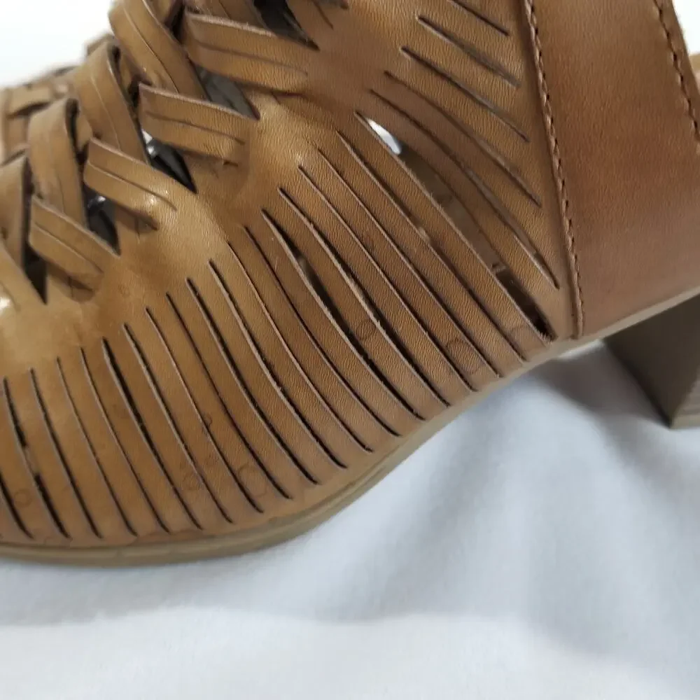 Rockport Womens 9.5 M Hattie Braid Sling Heeled Sandal, Tan Ankle Peep Toe Strap - Picture 11 of 12